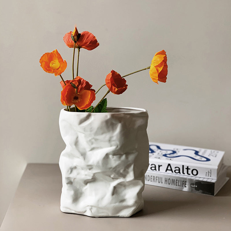 Paper Bag Vase, Unique Crinkle Grab Design Matte Ceramic Vase, Boho Flower  Vase for Modern Home Deco…See more Paper Bag Vase, Unique Crinkle Grab