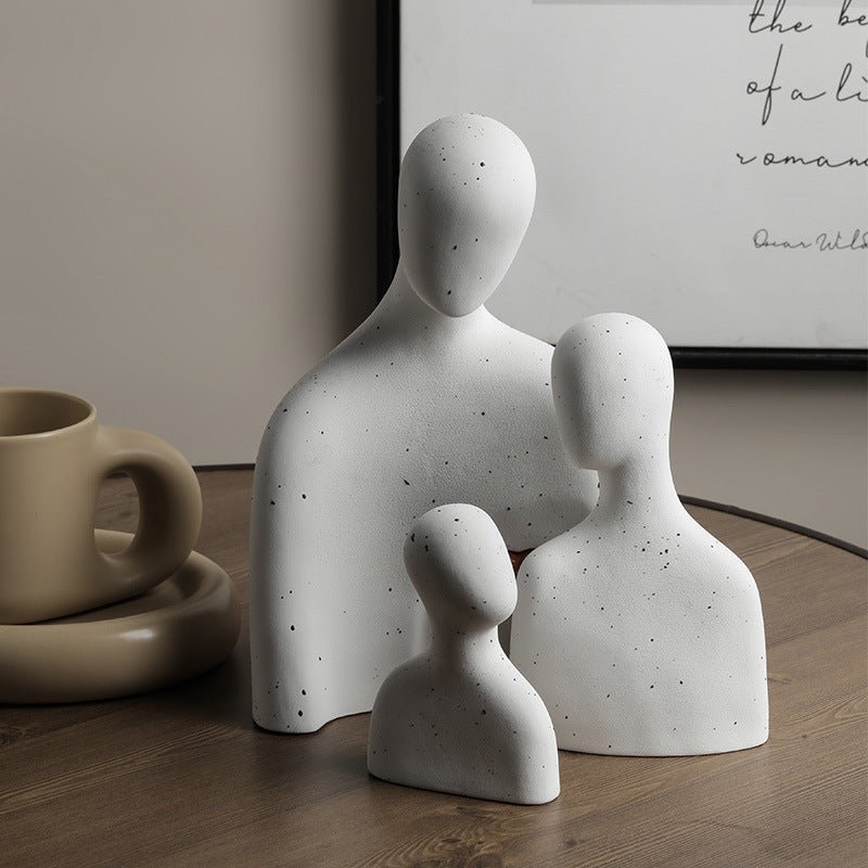 Heartfelt Abstract Ceramic Sculptures – Family - Inspired Decorative Set - Tiny Porcelain