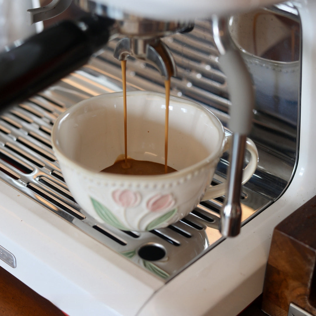 Carved flower tulip ceramic steam pitcher with relief decoration — vintage style 300ml cup (with optional saucer)