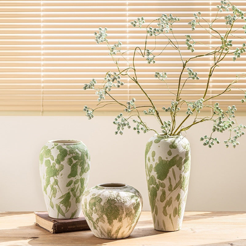 Handcrafted coarse pottery ceramic vases in small, medium, and large sizes – textured handmade ceramic vases for modern and rustic home décor
