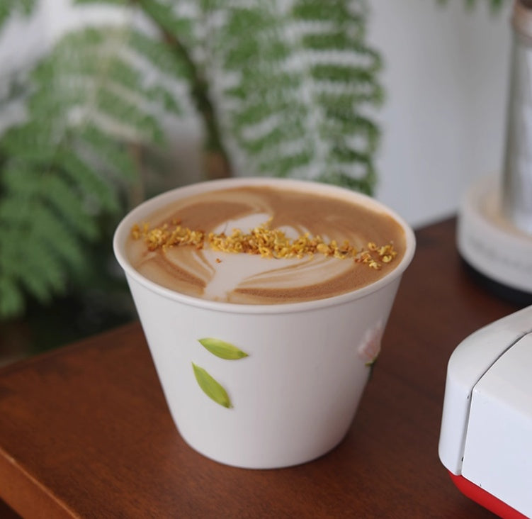 Handmade Green Tea Ceramic Cup with Embossed Flower Motif – 200ml