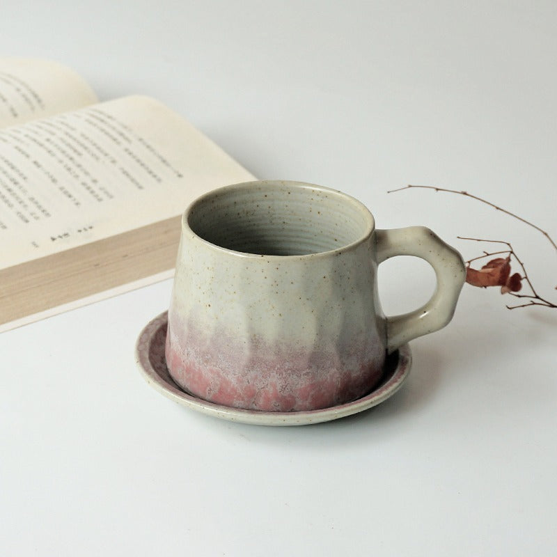 Creative Stoneware Coffee Cup And Saucer Set Japanese Retro
