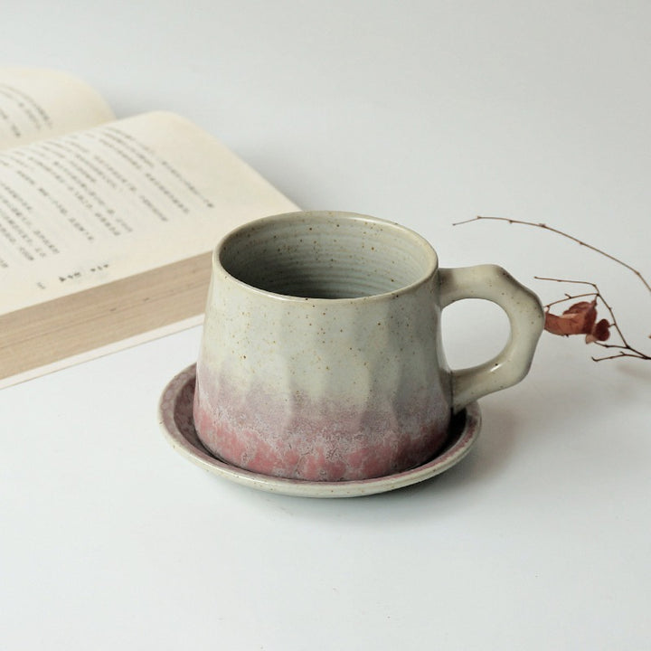 Creative Stoneware Coffee Cup And Saucer Set Japanese Retro