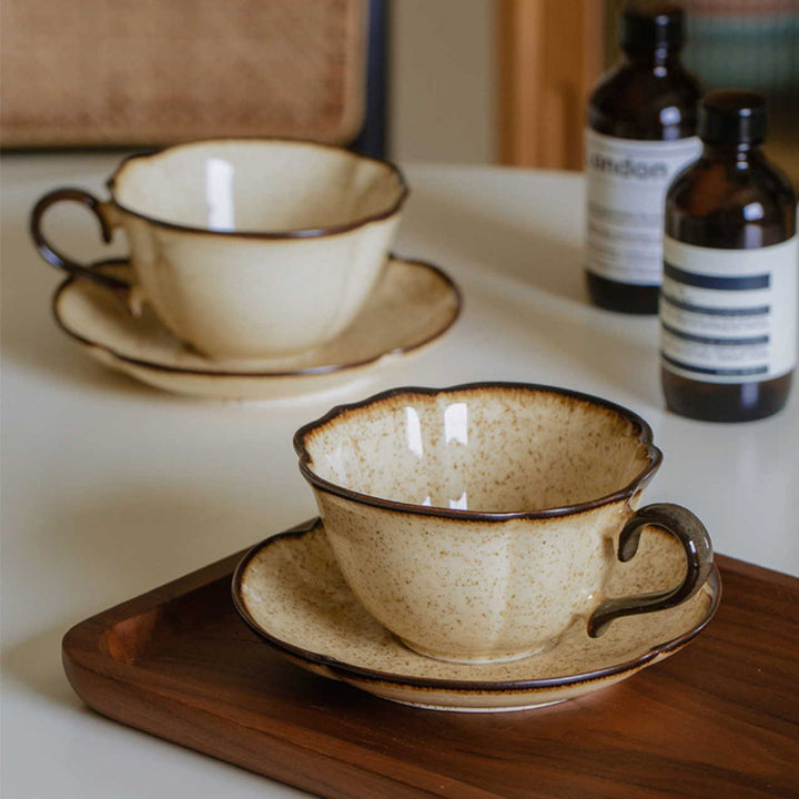 Retro Kiln‑Baked Underglaze Porcelain Coffee Set – Artisan Cup & Saucer
