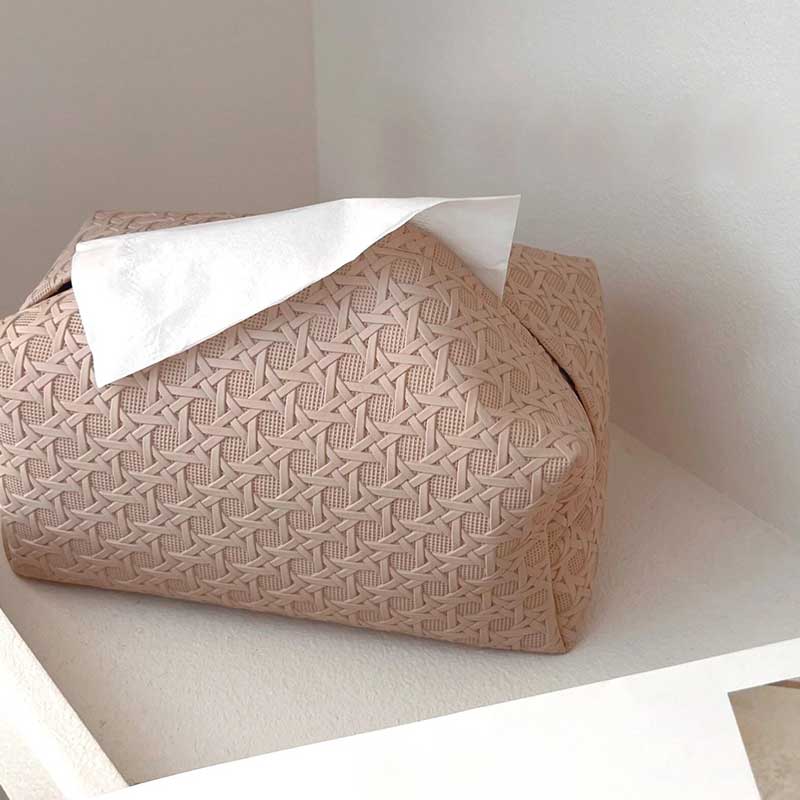 Cannage Pattern Leather Tissue Cover
