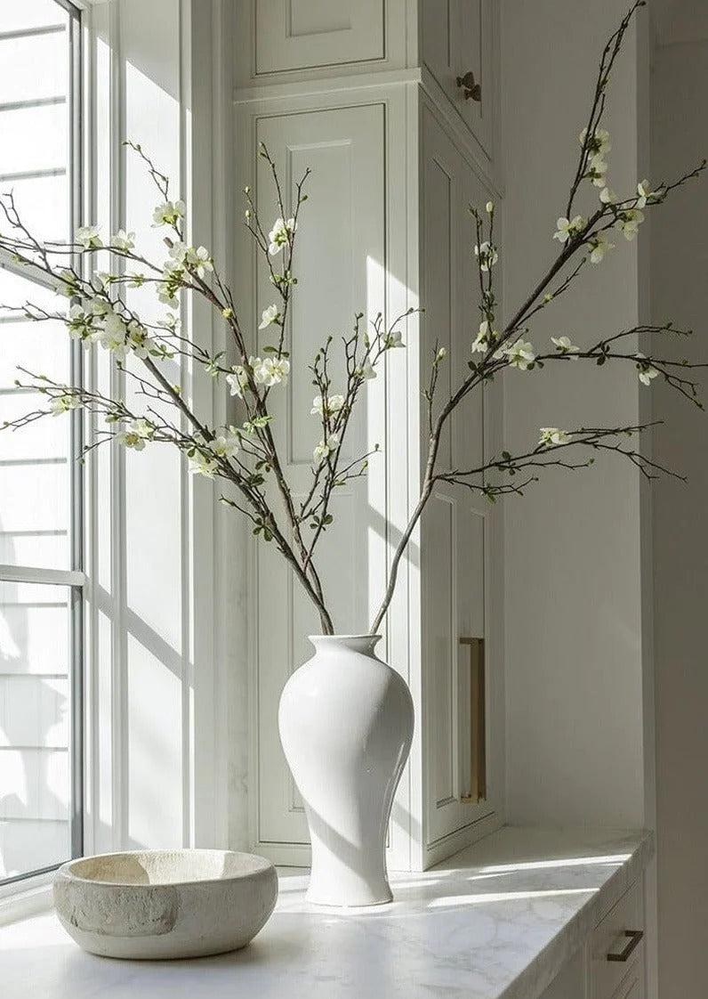 Cream Artificial Blossom Branch - 57"
