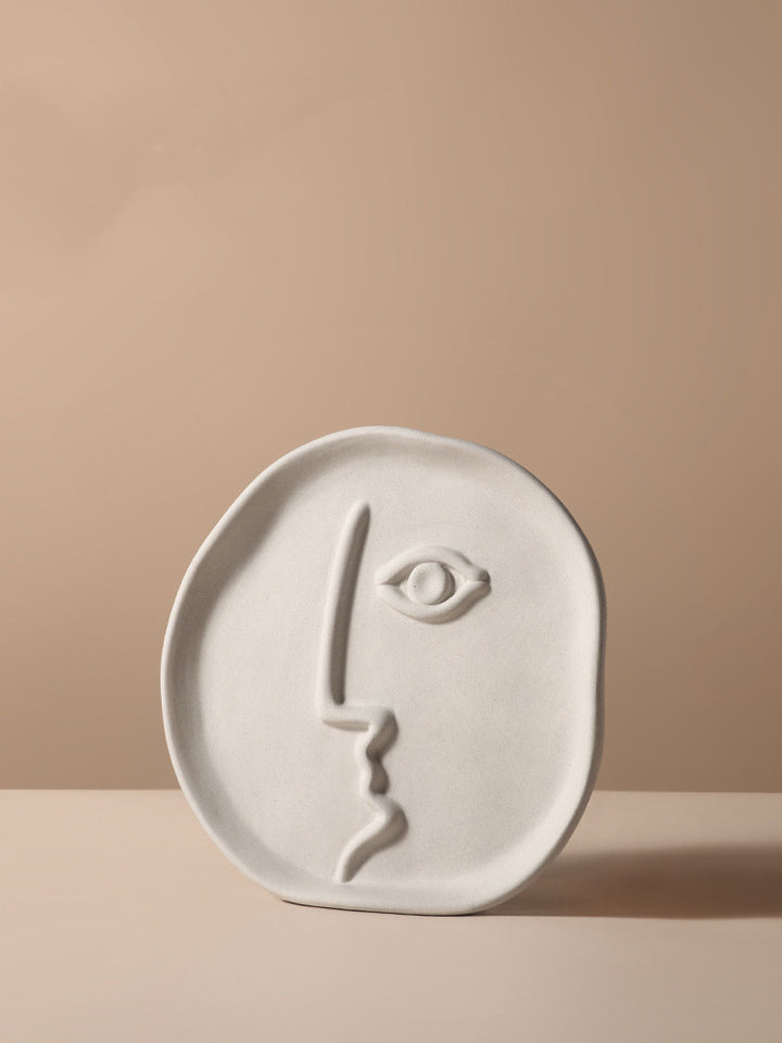 Nordic Creative Ceramic Vase Human Face Shape Vase Decorative Statue