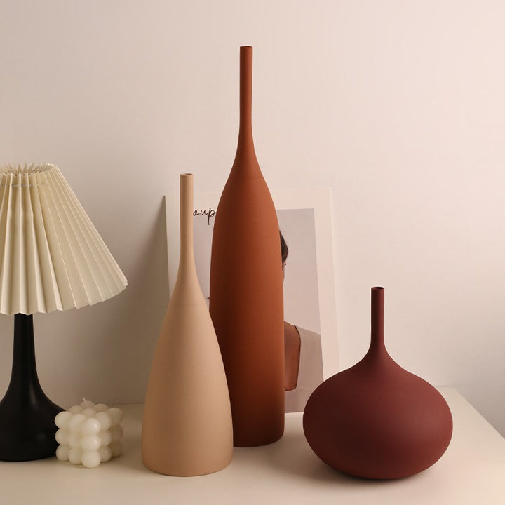 Matte Earth Tone Ceramic Vase Set – Modern Minimalist Design