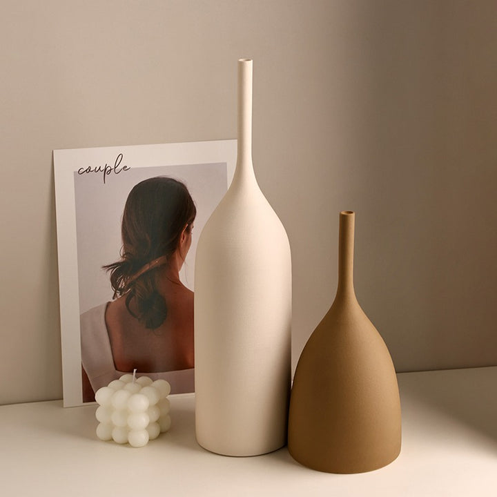 Matte Earth Tone Ceramic Vase Set – Modern Minimalist Design