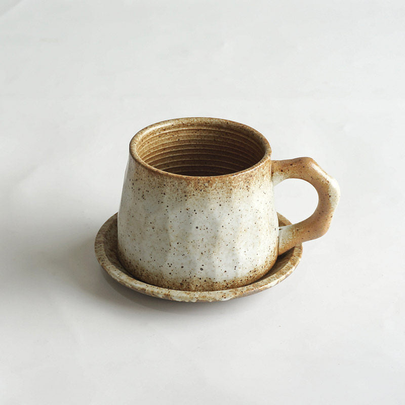 Creative Stoneware Coffee Cup And Saucer Set Japanese Retro