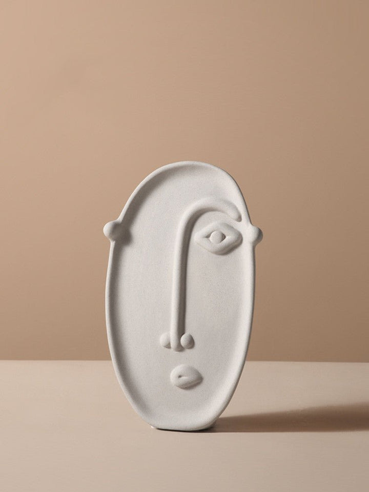 Abstract Face Shape White Ceramic Vase Set - Tiny Porcelain