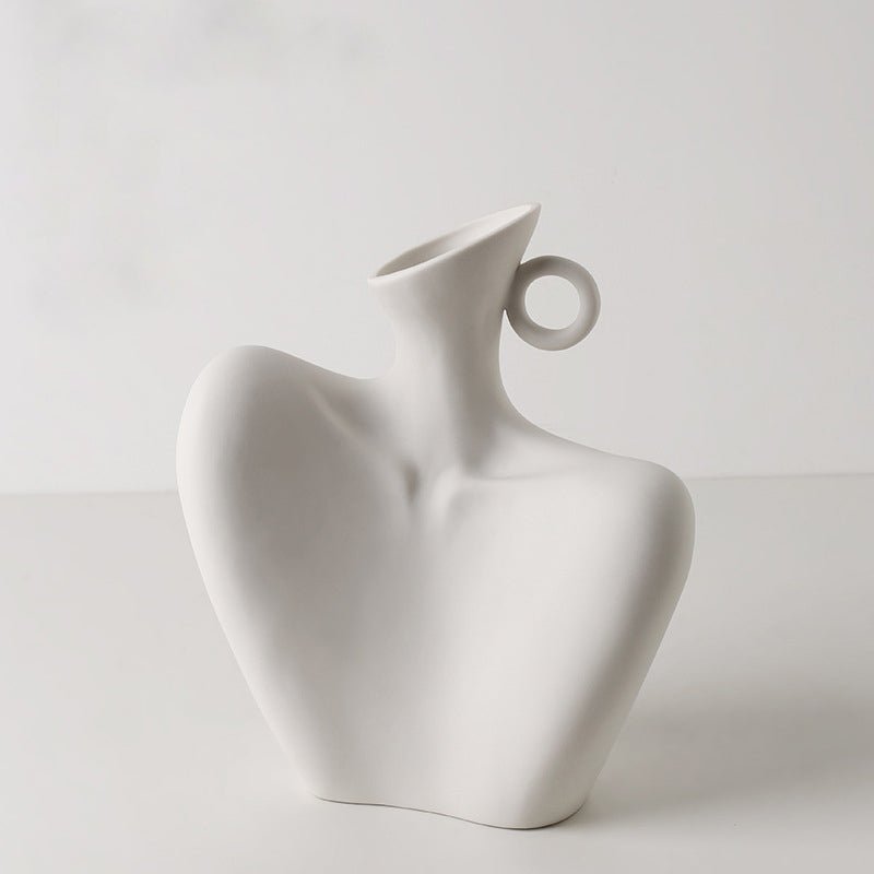 Artistic Clavicle Ceramic Vase – Modern Sculptural Design - White - Tiny Porcelain