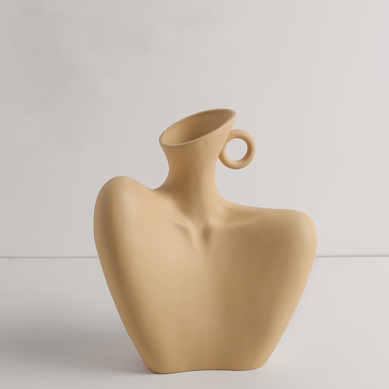 Artistic Clavicle Ceramic Vase – Modern Sculptural Design - Yellow - Tiny Porcelain