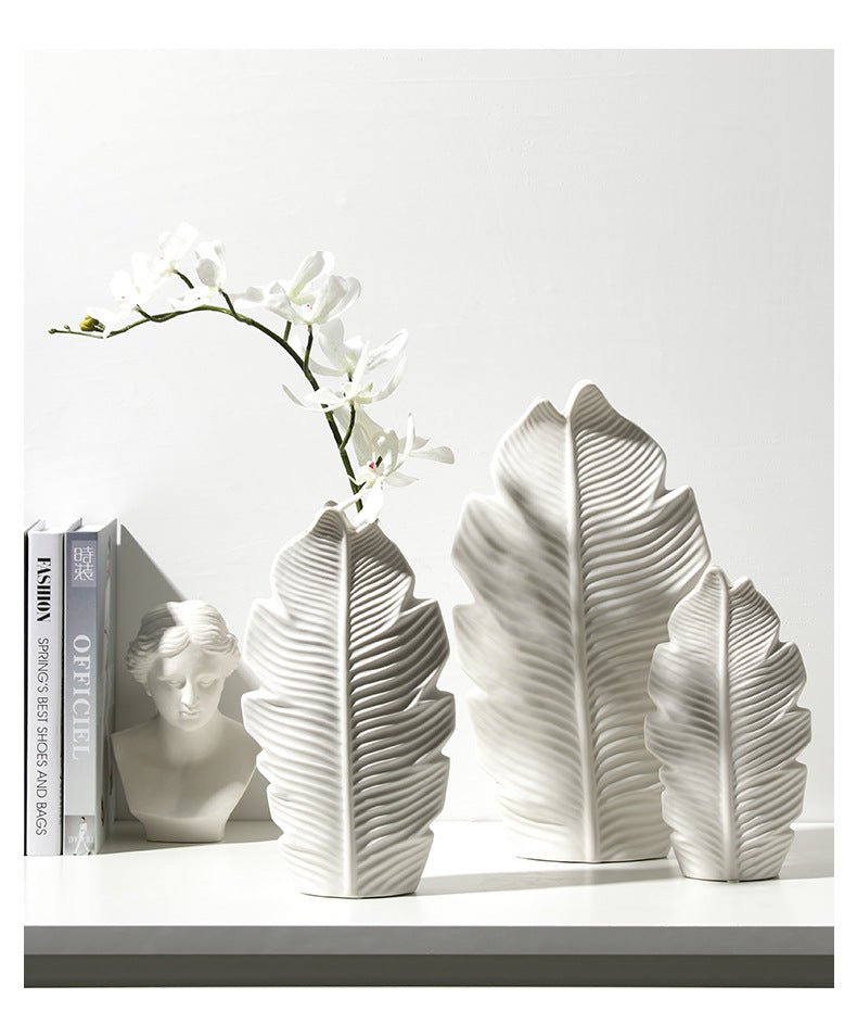 Banana Leaf Ceramic Vase Collection – Modern Tropical Décor - Tiny Porcelain