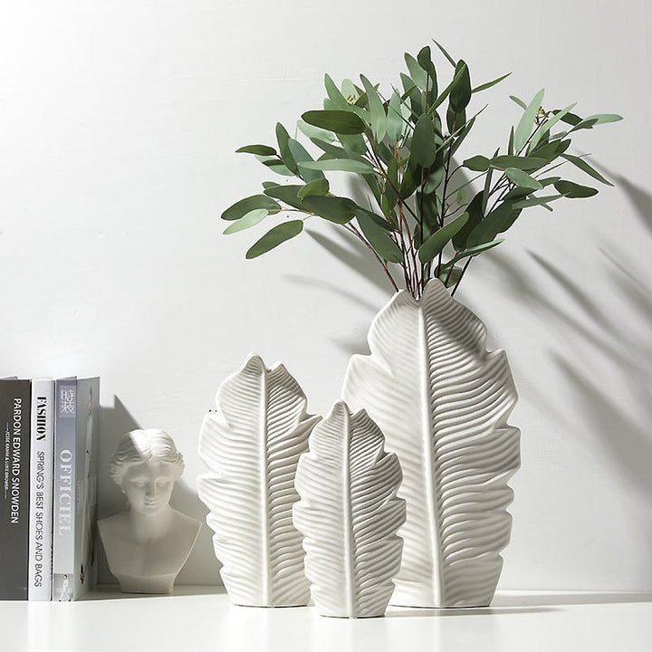 Banana Leaf Ceramic Vase Collection – Modern Tropical Décor - Tiny Porcelain