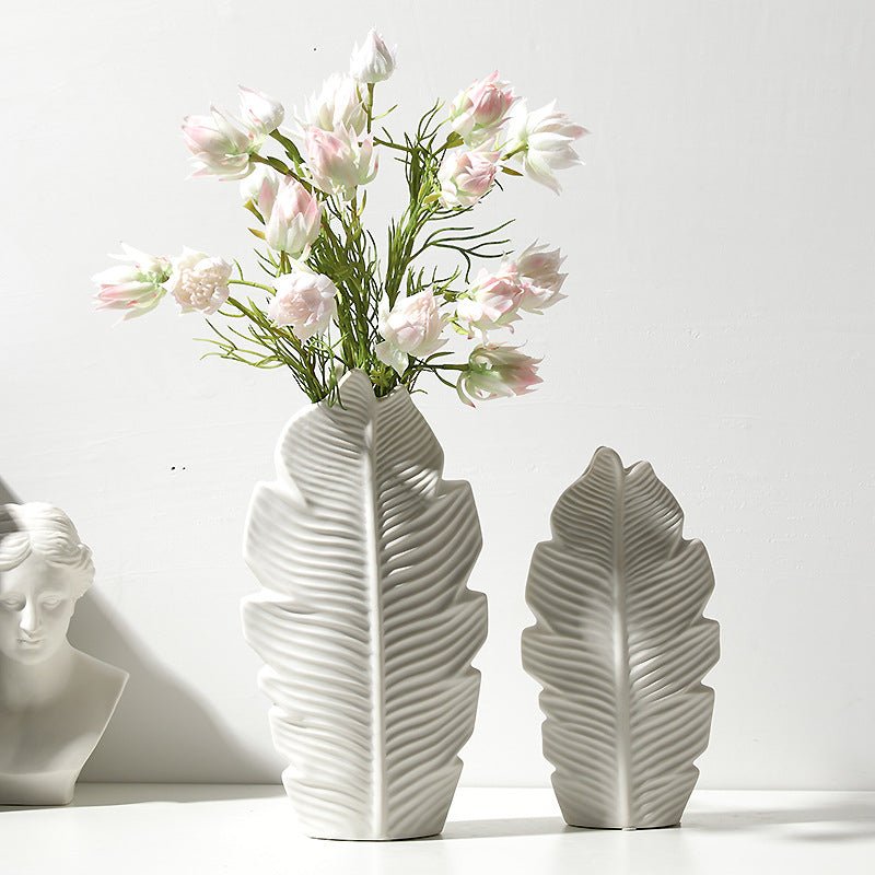 Banana Leaf Ceramic Vase Collection – Modern Tropical Décor - Tiny Porcelain