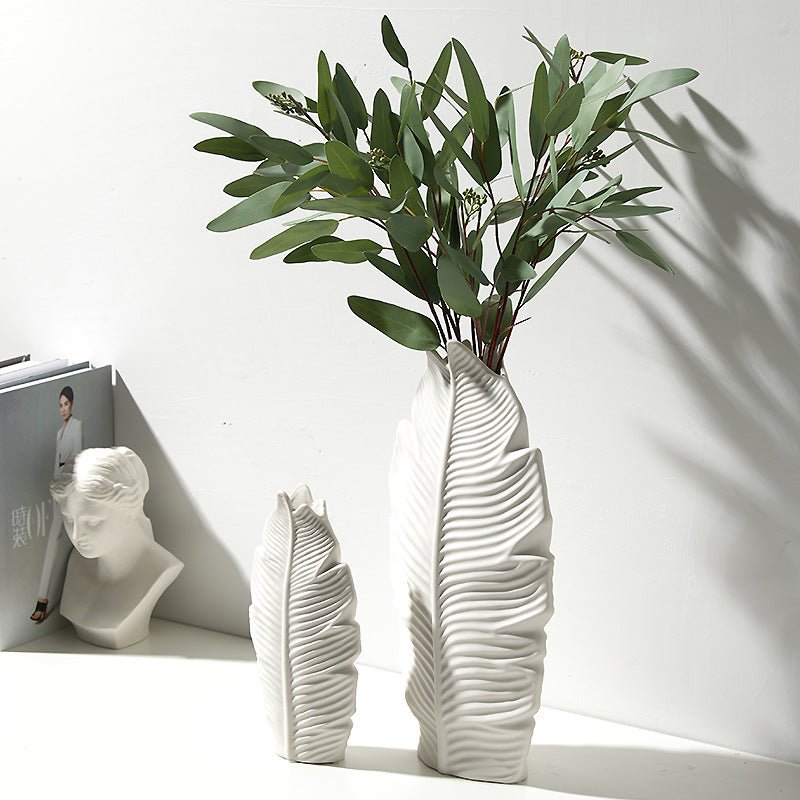 Banana Leaf Ceramic Vase Collection – Modern Tropical Décor - Tiny Porcelain