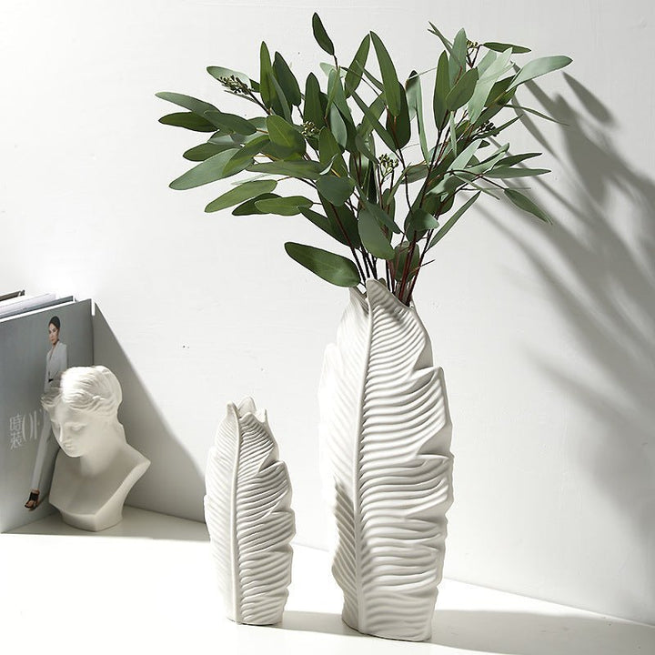 Banana Leaf Shape White Ceramic Vase Collection - Tiny Porcelain