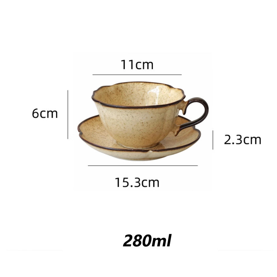 Retro Kiln‑Baked Underglaze Porcelain Coffee Set – Artisan Cup & Saucer