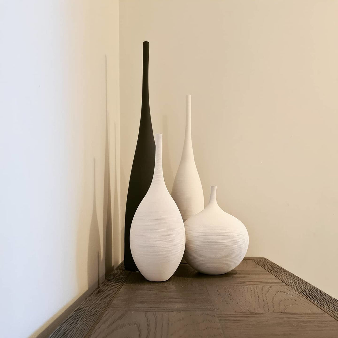 Ceramic White/Black Vase Minimalist Style Table Vase - Tiny Porcelain