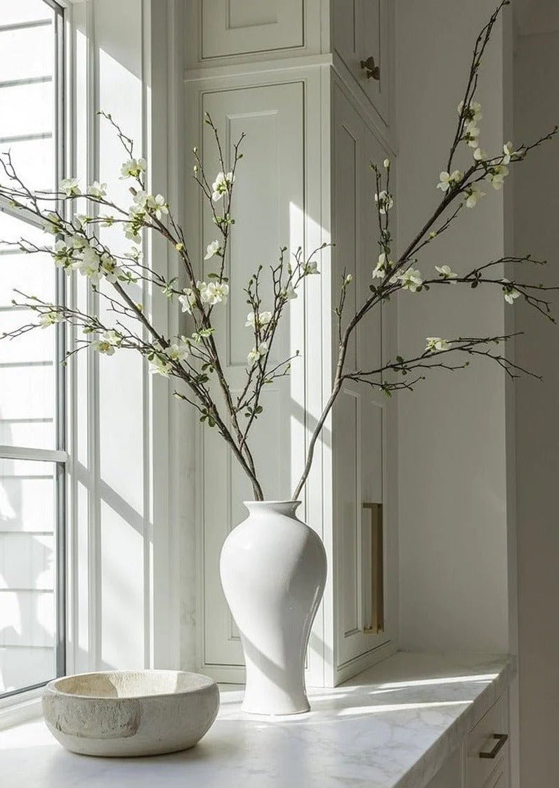 Cream Artificial Blossom Branch - 57" - Tiny Porcelain