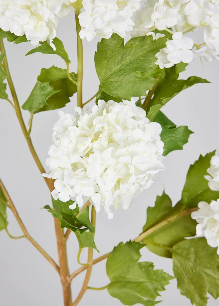 Faux Snowball Flower in White - 43.5"