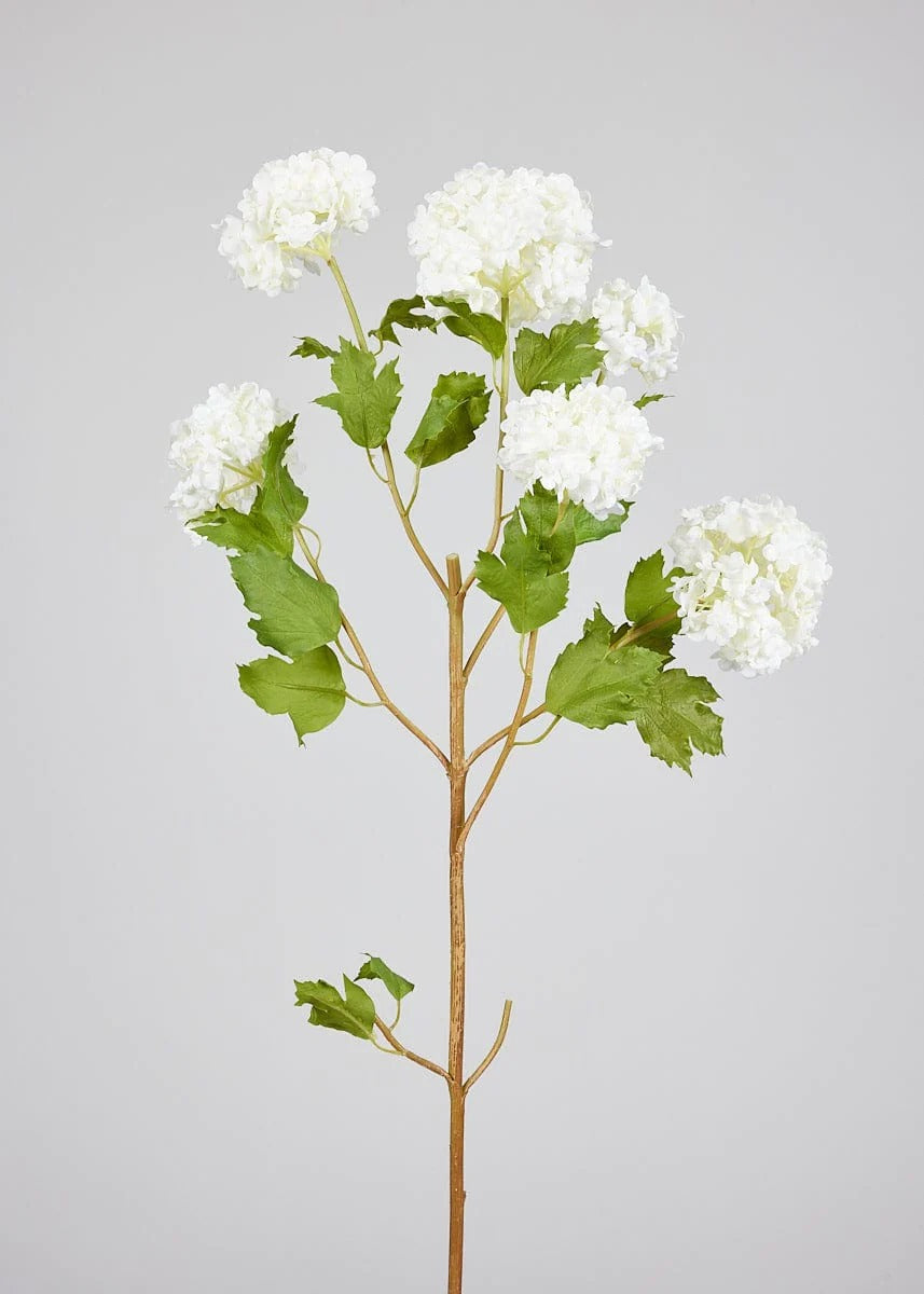 Faux Snowball Flower in White - 43.5"