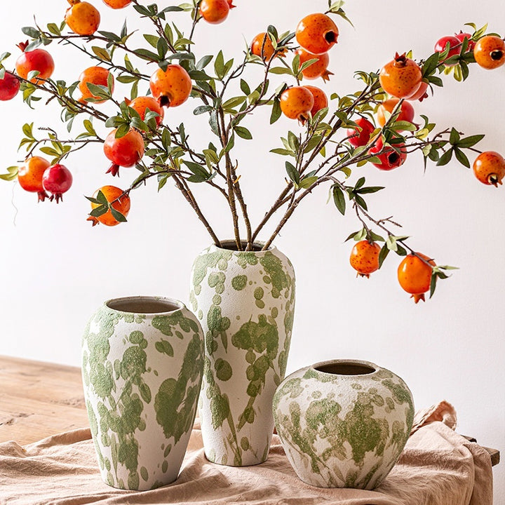 Handcrafted coarse pottery ceramic vases in small, medium, and large sizes – textured handmade ceramic vases for modern and rustic home décor
