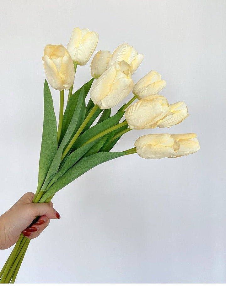 Elegant Artificial Tulip Bouquet – Realistic Home Décor Flowers - Tiny Porcelain