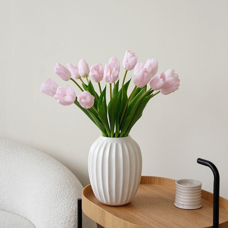 Elegant Artificial Tulip Bouquet – Realistic Home Décor Flowers - Tiny Porcelain