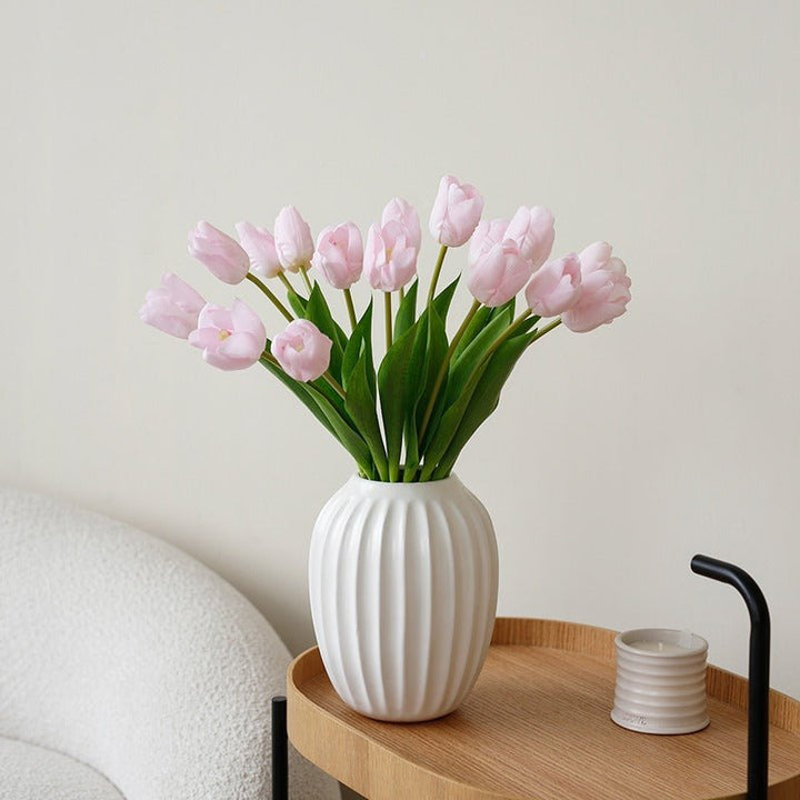 Elegant Artificial Tulip Bouquet – Realistic Home Décor Flowers - Tiny Porcelain