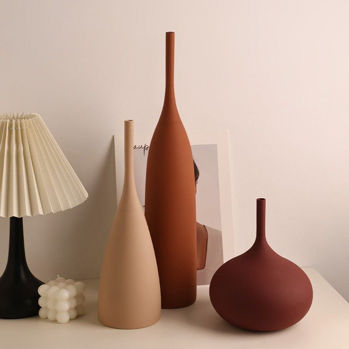 Matte Earth Tone Ceramic Vase Set – Modern Minimalist Design - Tiny Porcelain