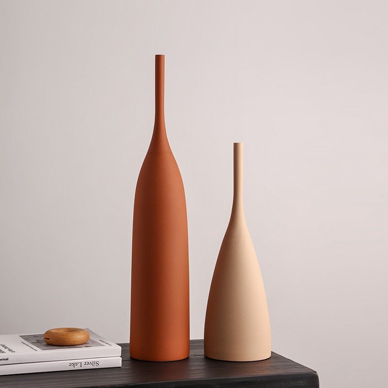 Matte Earth Tone Ceramic Vase Set – Modern Minimalist Design - Tiny Porcelain