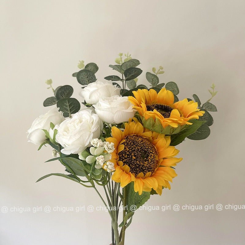 Sun Flower Bouquet Paper Bag Artificial Flowers - Tiny Porcelain