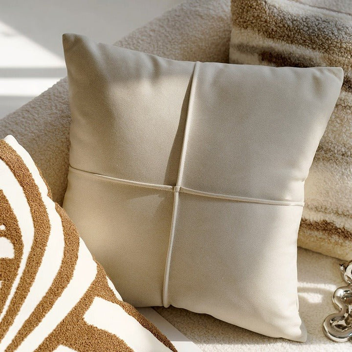 Throw Pillow Cover 17.7“ x 17.7" (45cm x 45cm) - Beige Cross - Tiny Porcelain