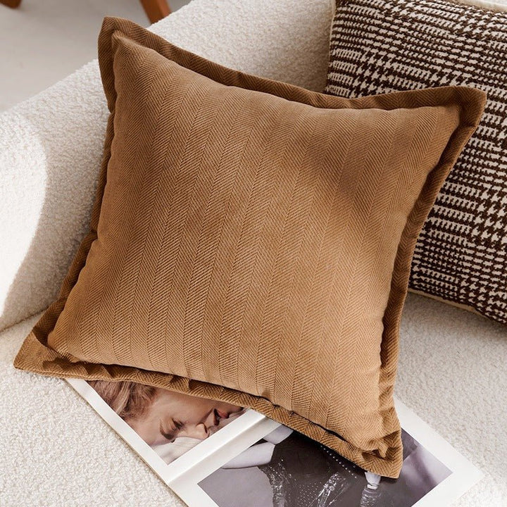 Throw Pillow Cover 17.7“ x 17.7 (45cm x 45cm) - Brown Herringbone - Tiny Porcelain