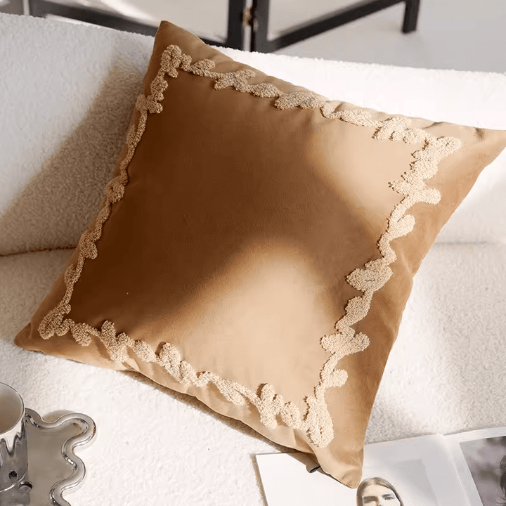 Throw Pillow Cover 17.7“ x 17.7 (45cm x 45cm) - Brown Letter - Tiny Porcelain