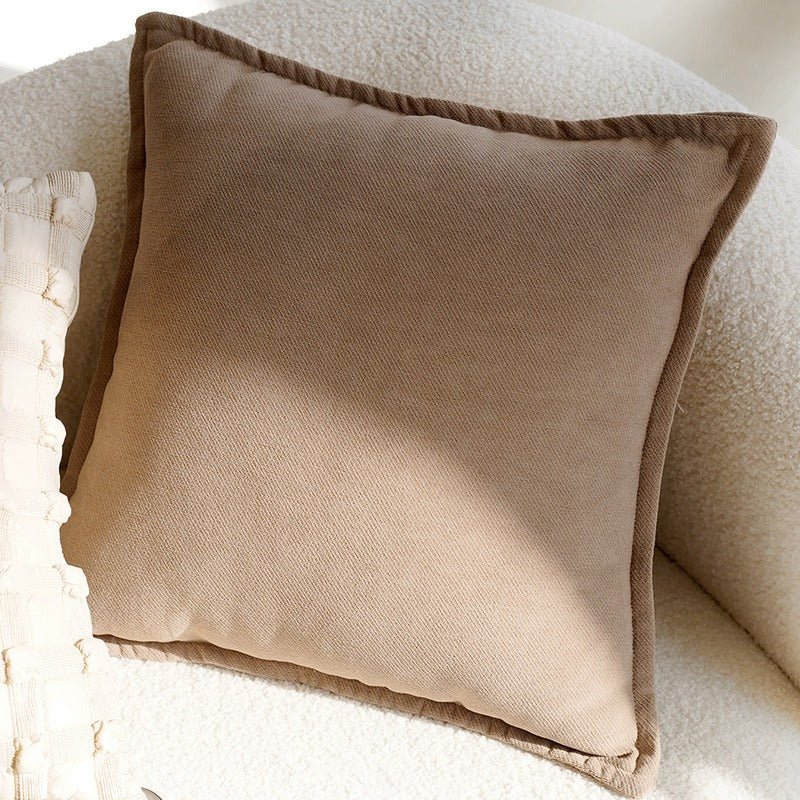 Throw Pillow Cover 17.7“ x 17.7 (45cm x 45cm) - Khaki Cotton - Tiny Porcelain