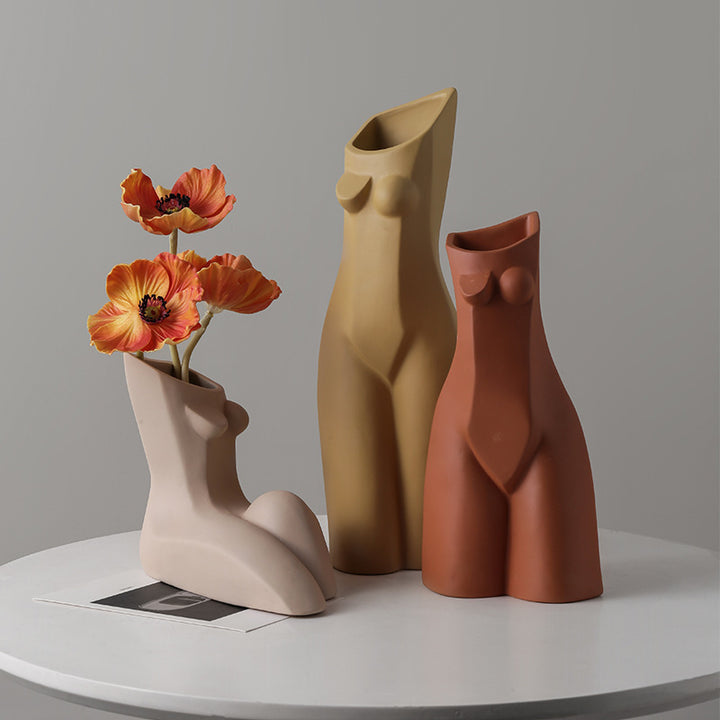 Human Body Shape Ceramic Vase Decorative Floral Vase