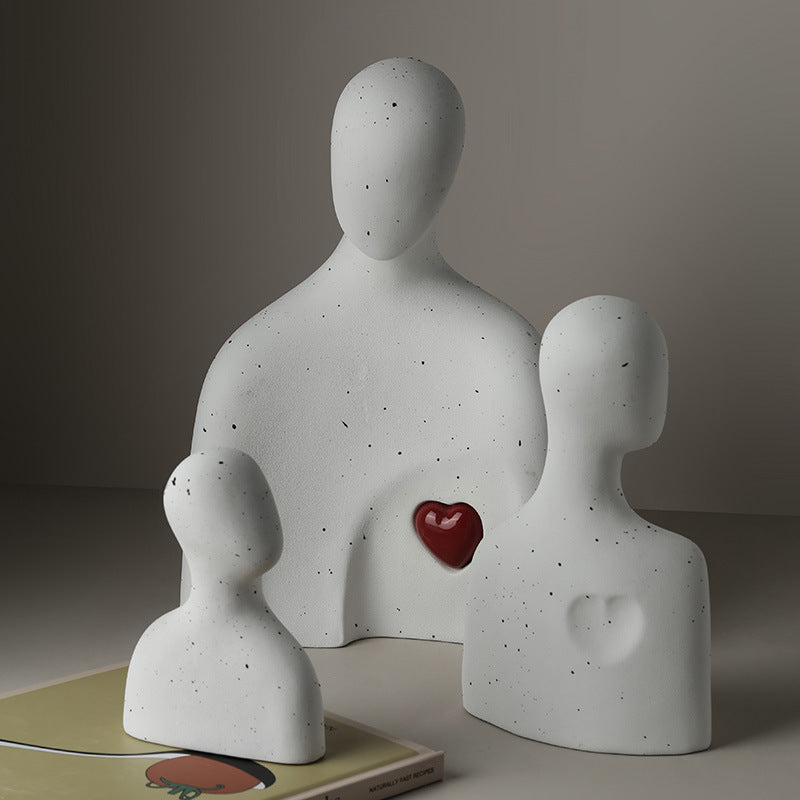 Human Shaped Red Heart Ceramic Statue Decorative Statue