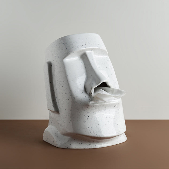 9" Moai Creative Ceramic Tissue Holder Table Decoration Statue