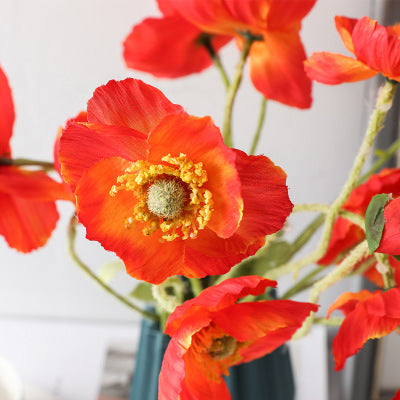 Artificial Flower INS Poppy Flower Red Orange White