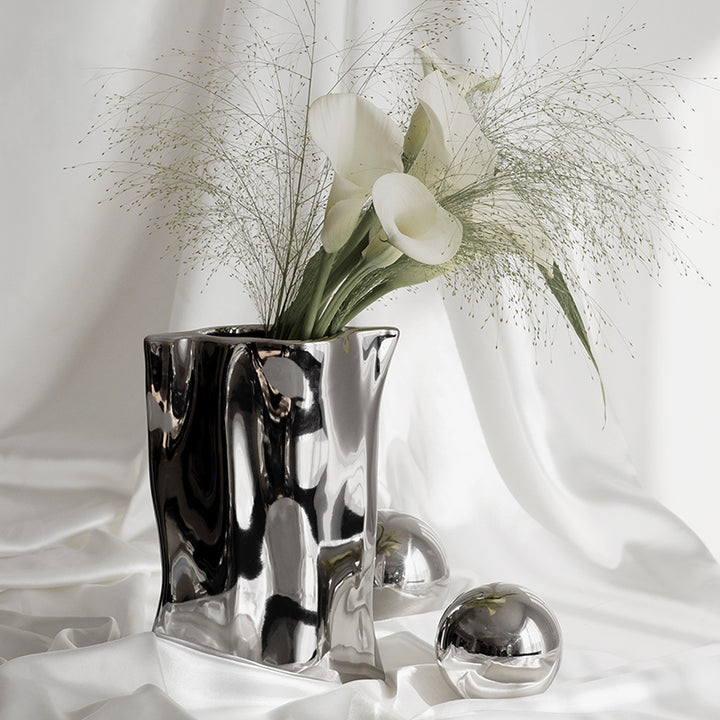 Hand Made Silver Plated Ceramic Vase Home Decoration Table Decorative Accessory