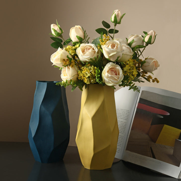 12" Ripple Shaped Ceramic Vase Decortive Floral Vase