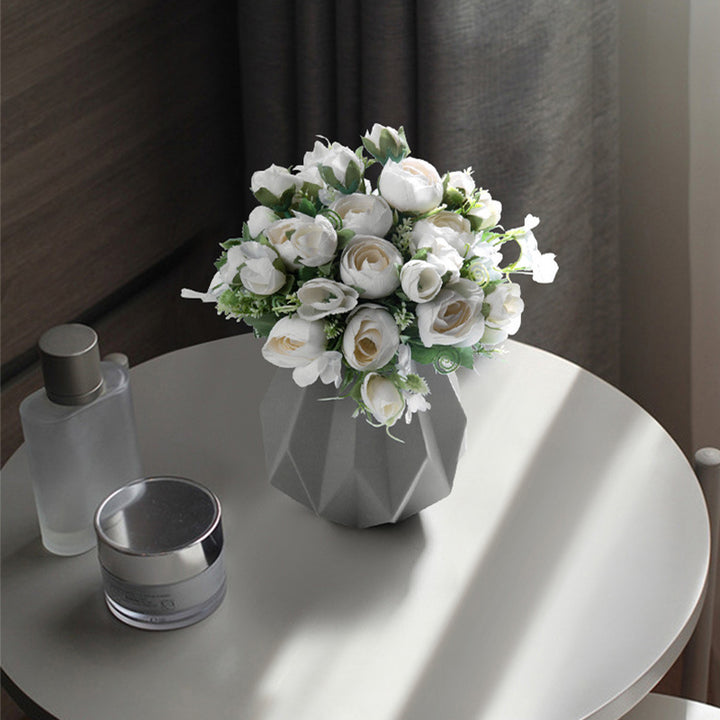 Edges Corners Shape Ceramic Vase Macaron Color Table Accessory Home Decor