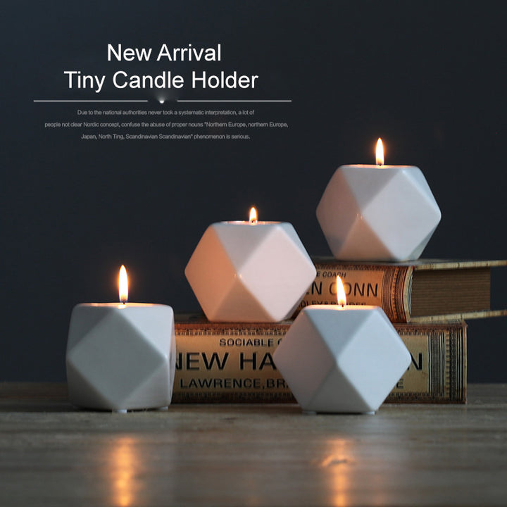 Nordic Style Polyhedron Ceramic Candle Holder