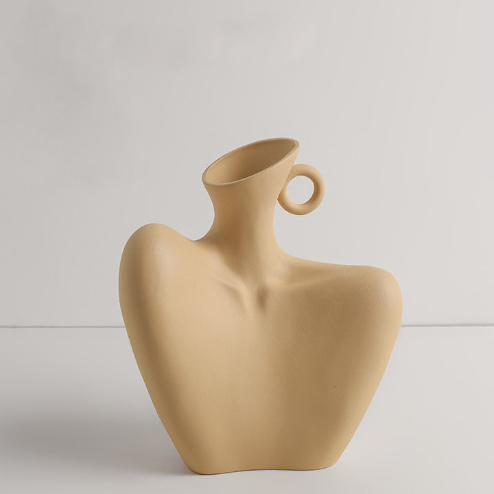 8" Body Shape Ceramic Vase Flora Vase Yellow Middle