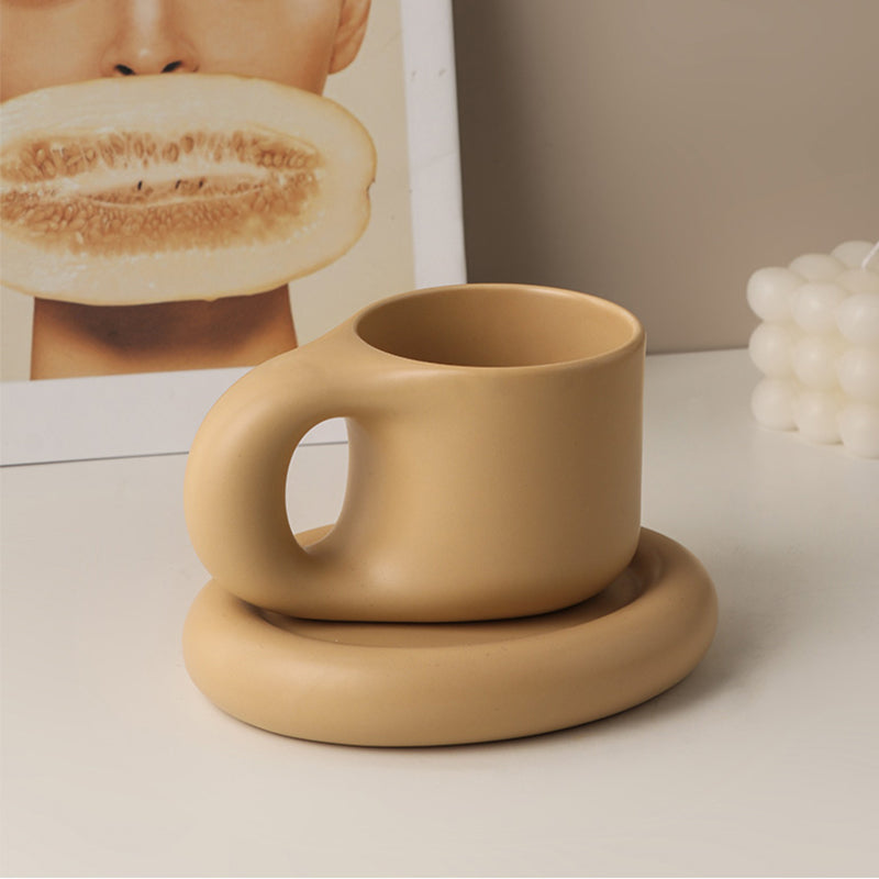 PangPang Mug Coffee Cup with Plate Cerammic Cup
