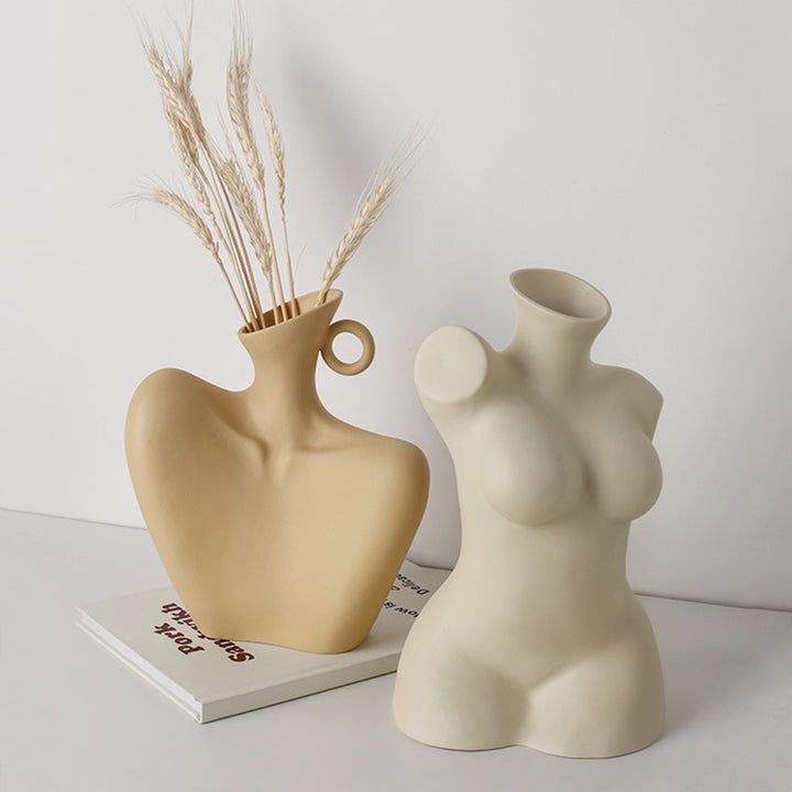 9" Body Shape Ceramic Vase Flora Vase White Large