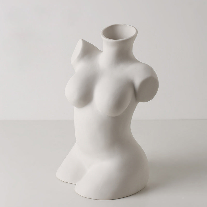 9" Body Shape Ceramic Vase Flora Vase White Large